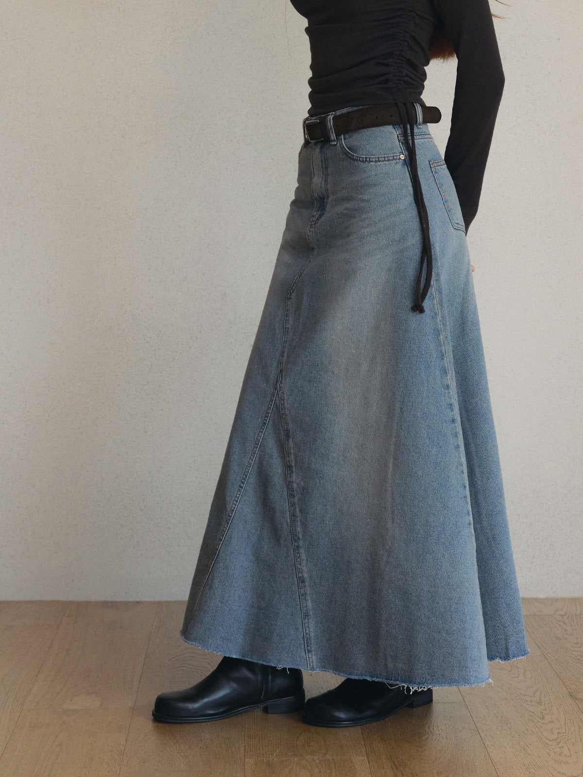 Korbit Denim Maxi Skirt
