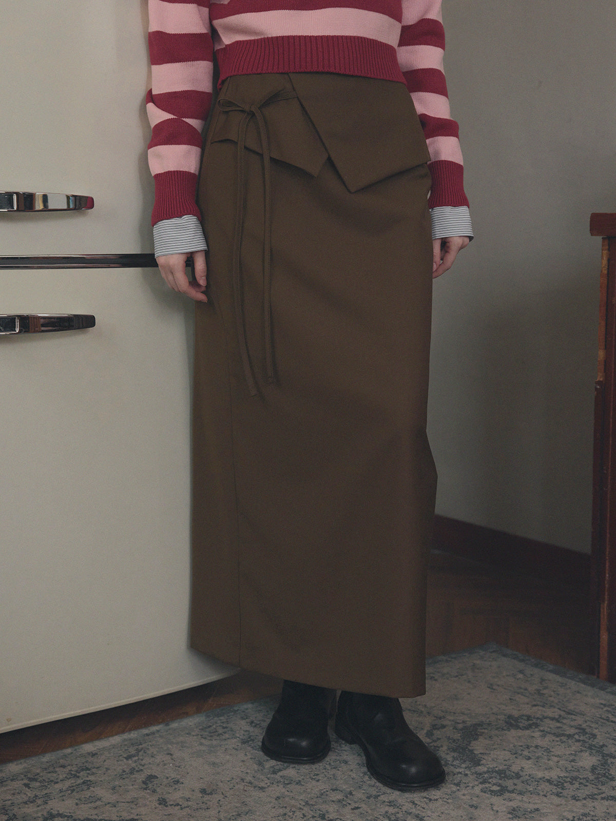 Lenk Layered Strap Maxi Long Skirt