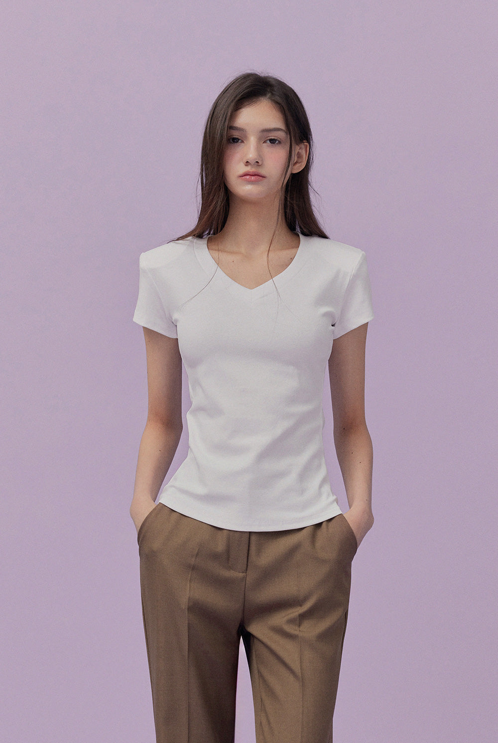 Pad V-Neck Short Sleeve T-Shirt