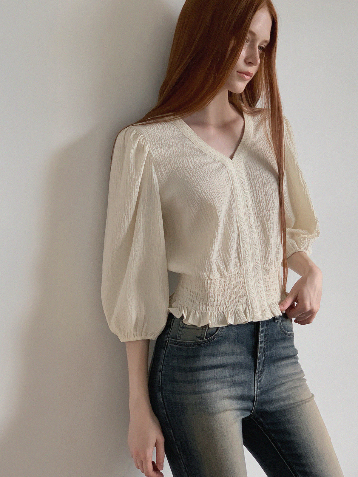 Berit Smocked Wrinkle Blouse