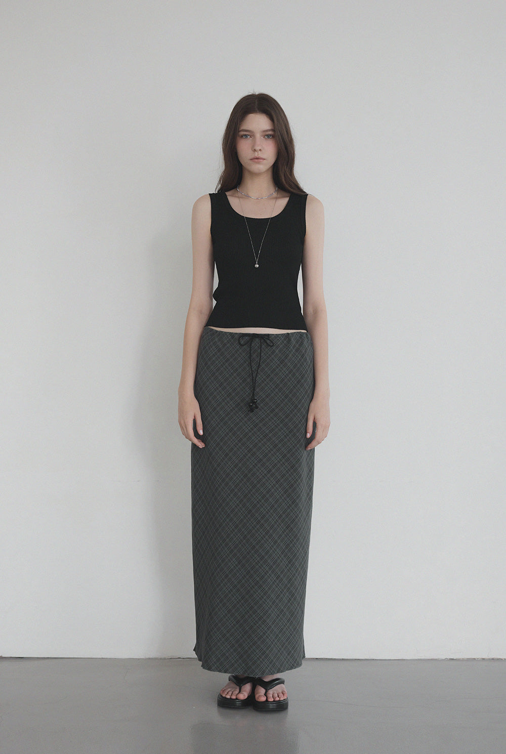 Litt Check Maxi Long Skirt