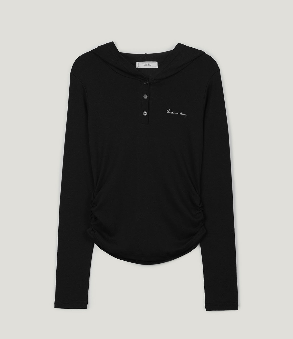 Melb Embroidered Shirring Hoodie