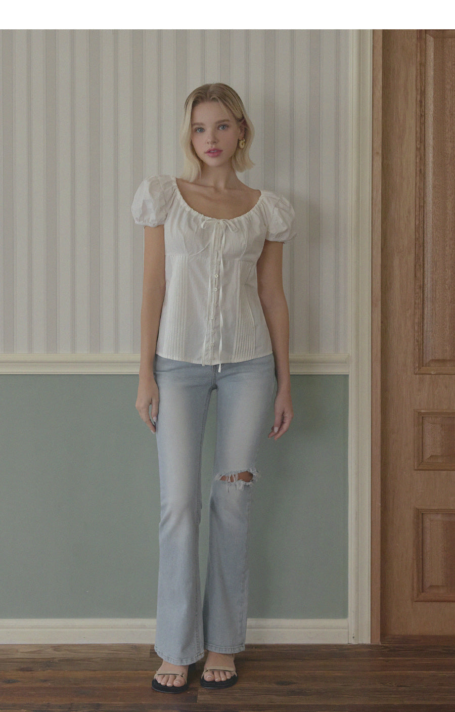 Euphoria puff short sleeve blouse