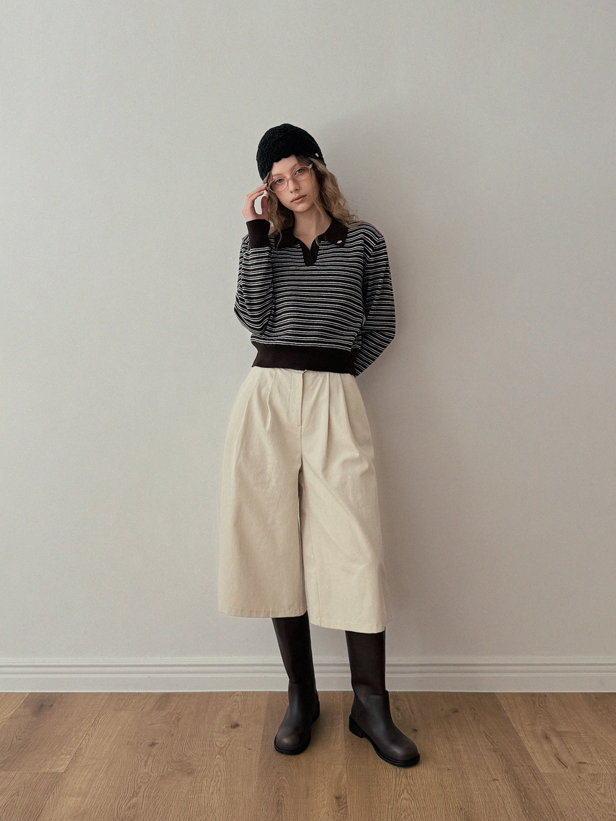 Ulzen Corduroy Pintuck Bermuda Pants