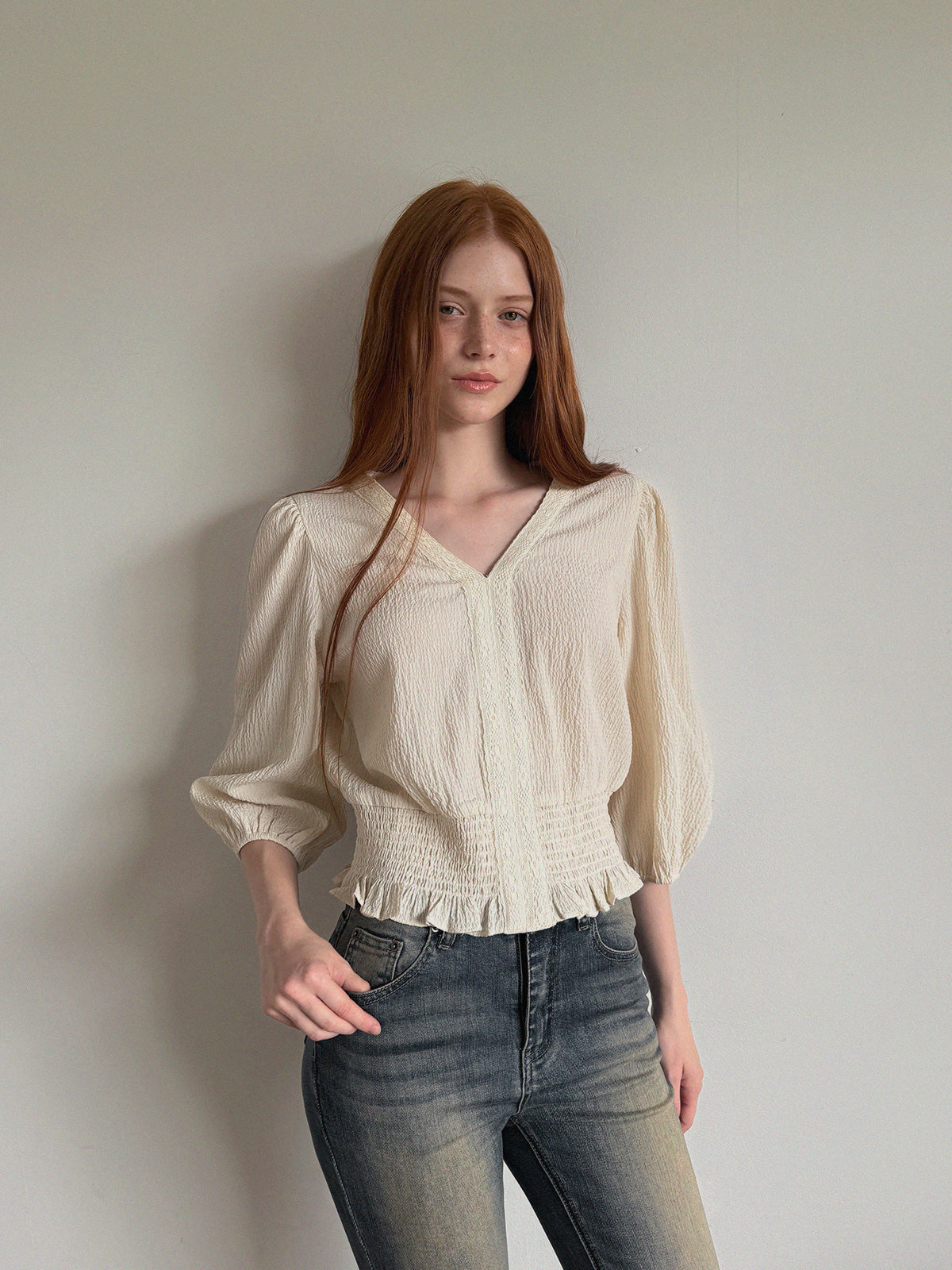 Berit Smocked Wrinkle Blouse