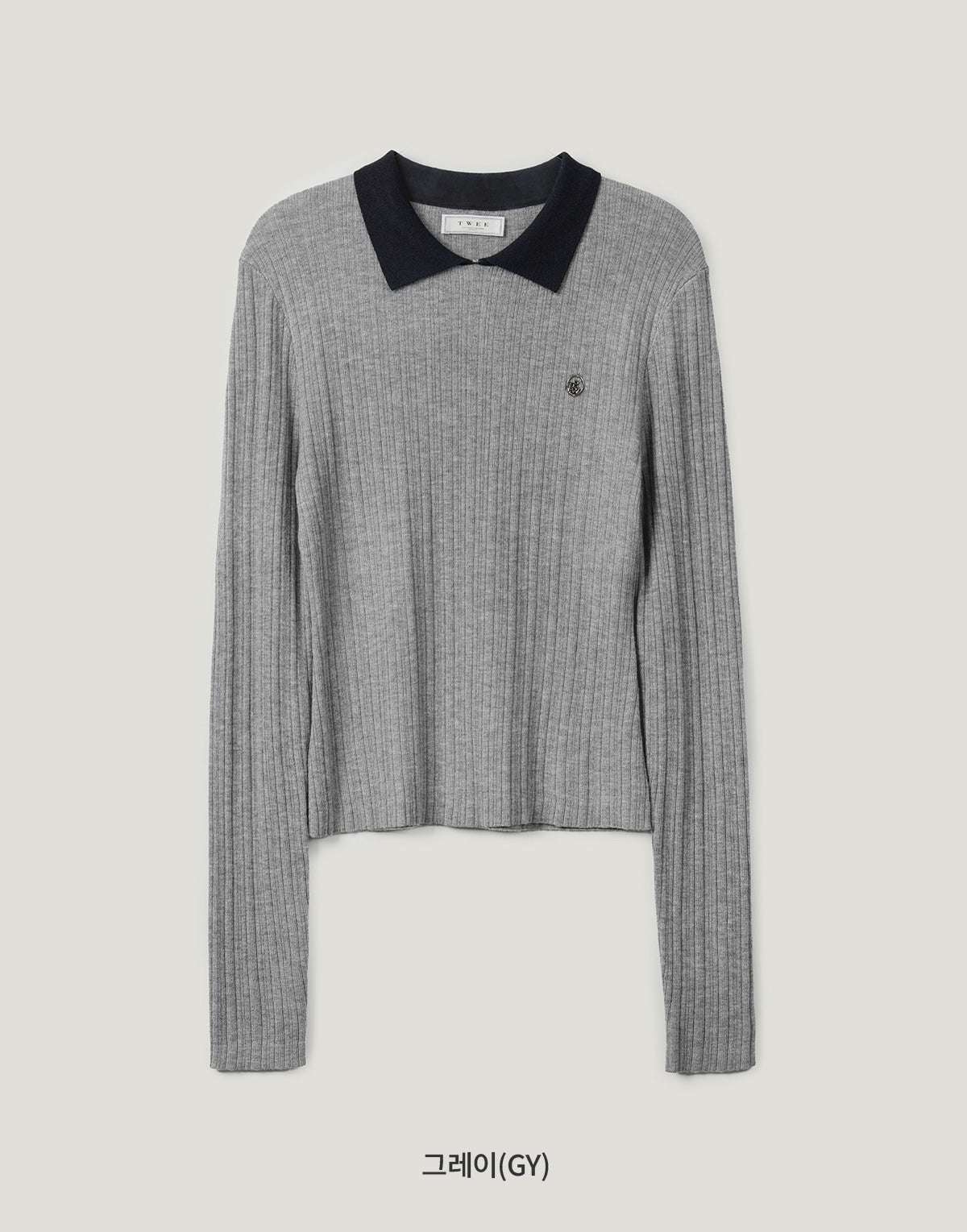Rimet Contrast Collar Long Sleeve Knit