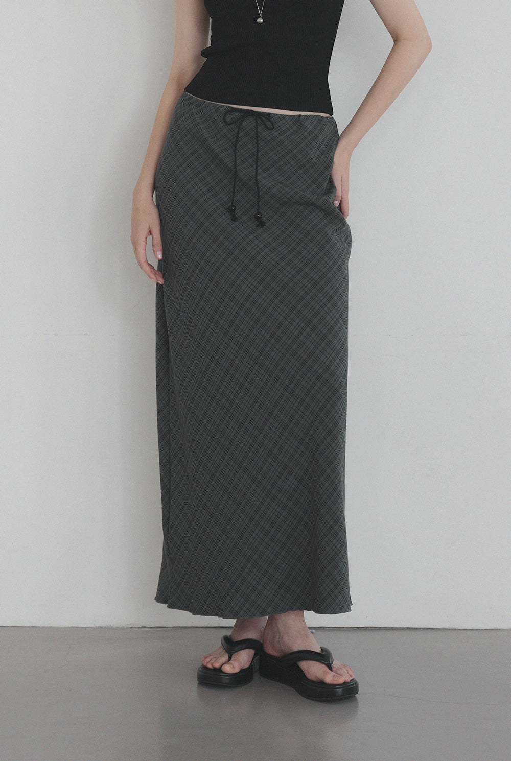 Litt Check Maxi Long Skirt