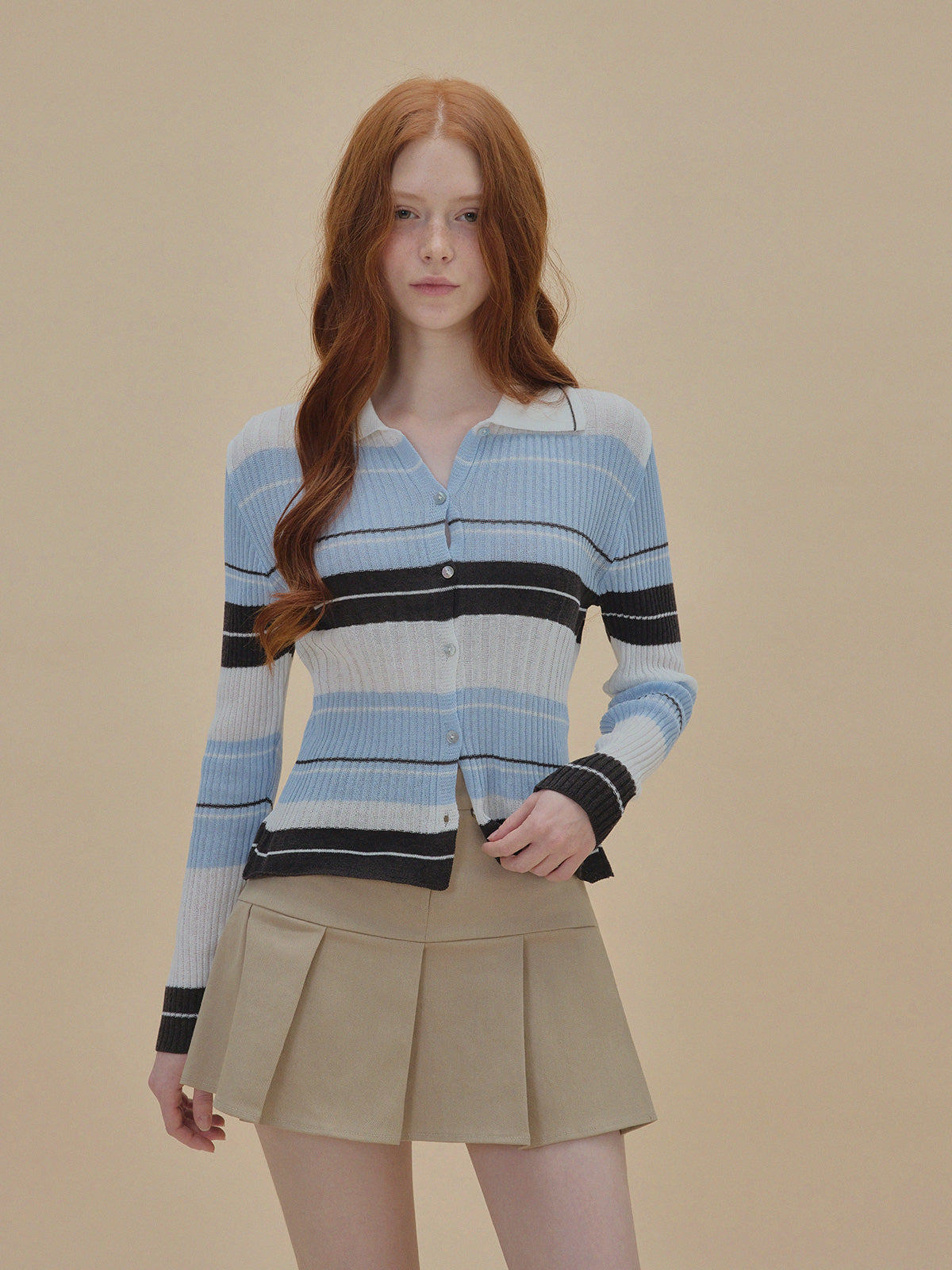 Polt Contrast Collar Stripe Knit
