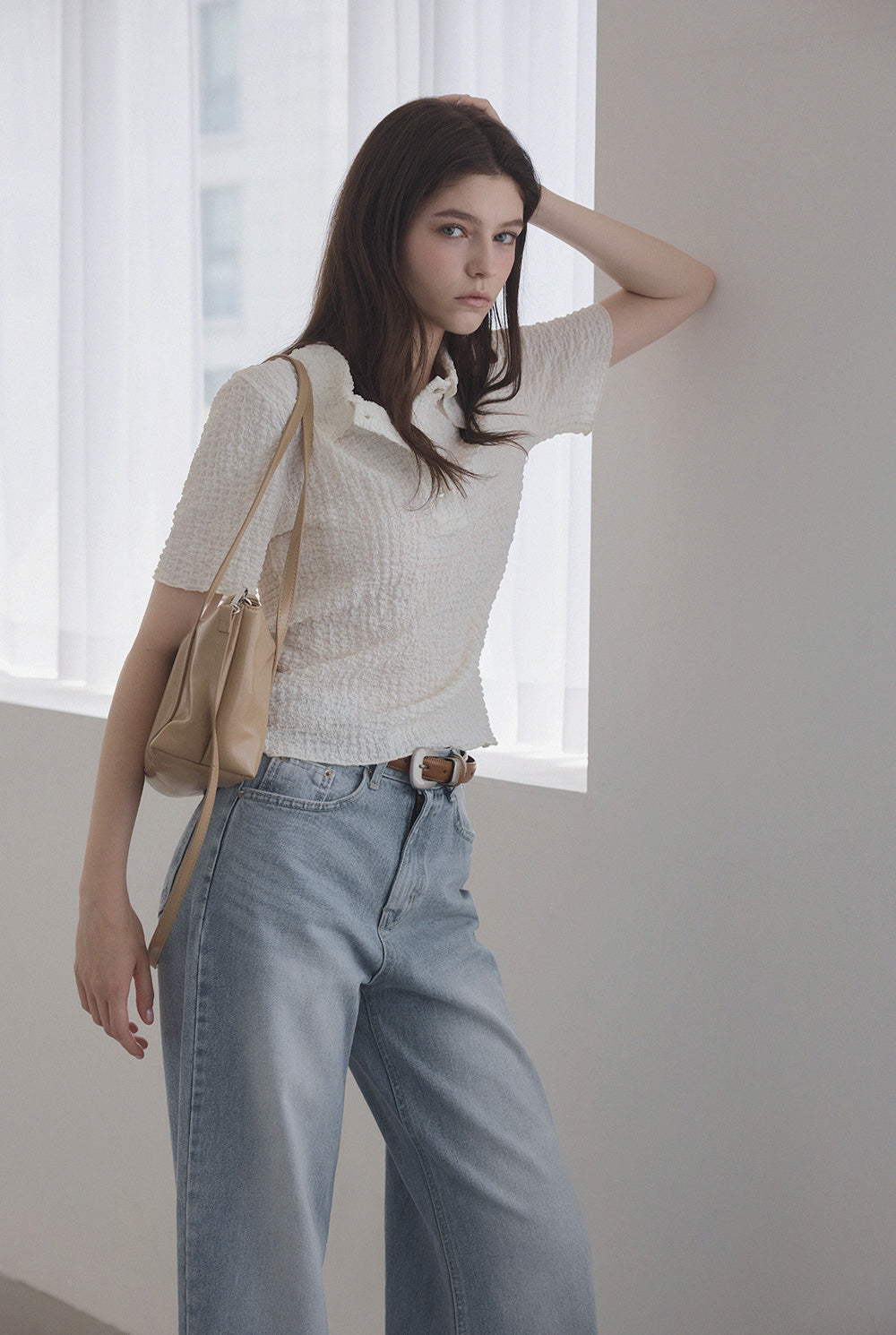Baggy Embossed Collar T-Shirt