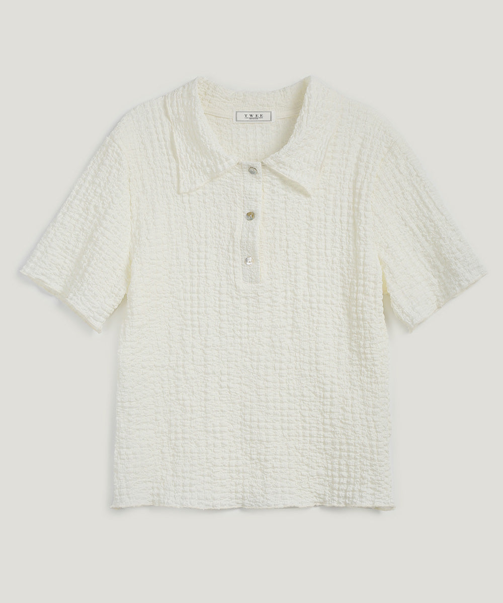 Baggy Embossed Collar T-Shirt