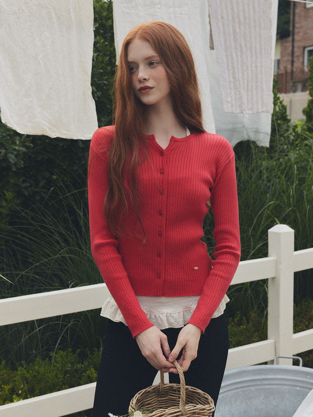 Juvied Button Ribbed Cardigan