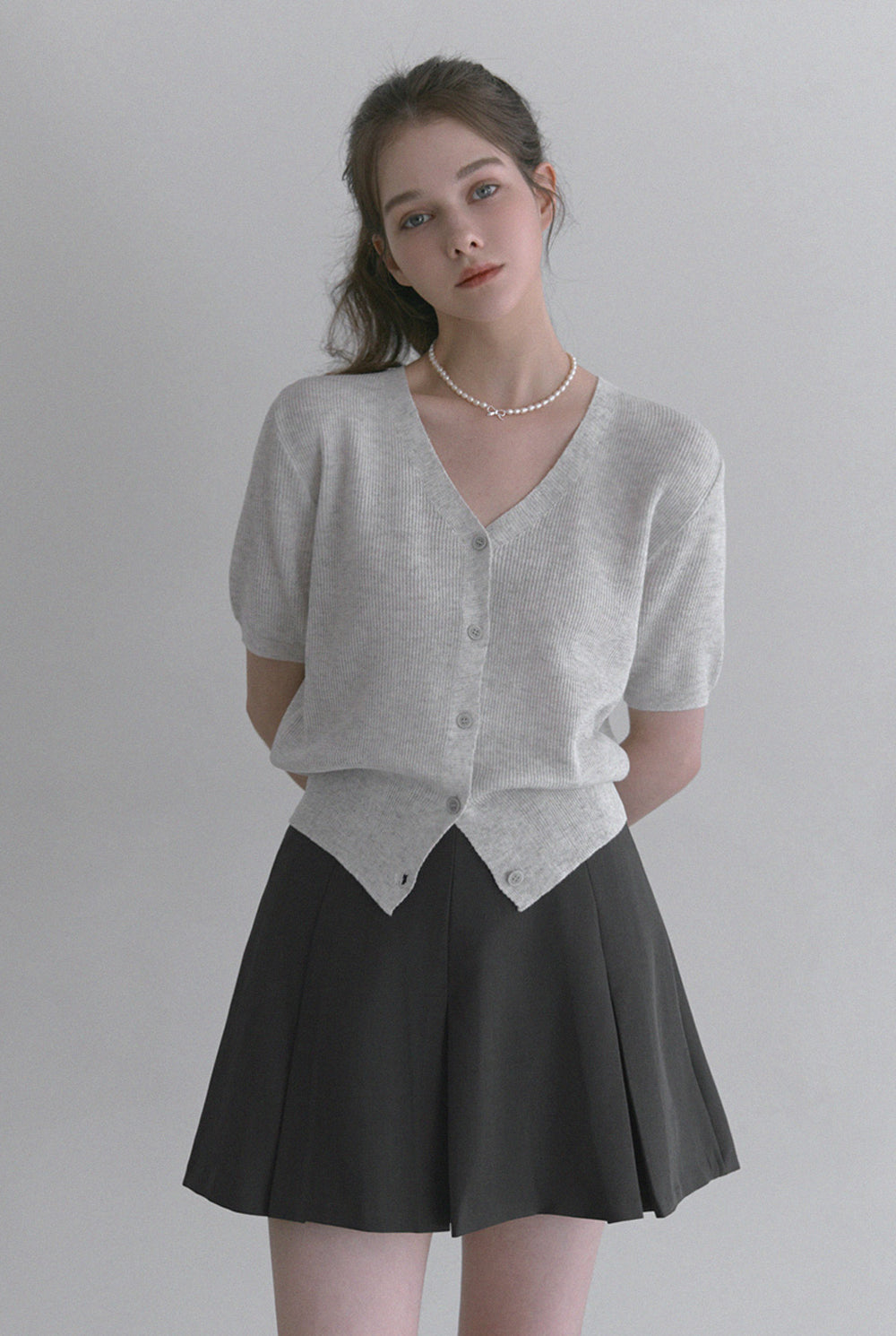 Cremo Linen V-Neck Short Sleeve Cardigan