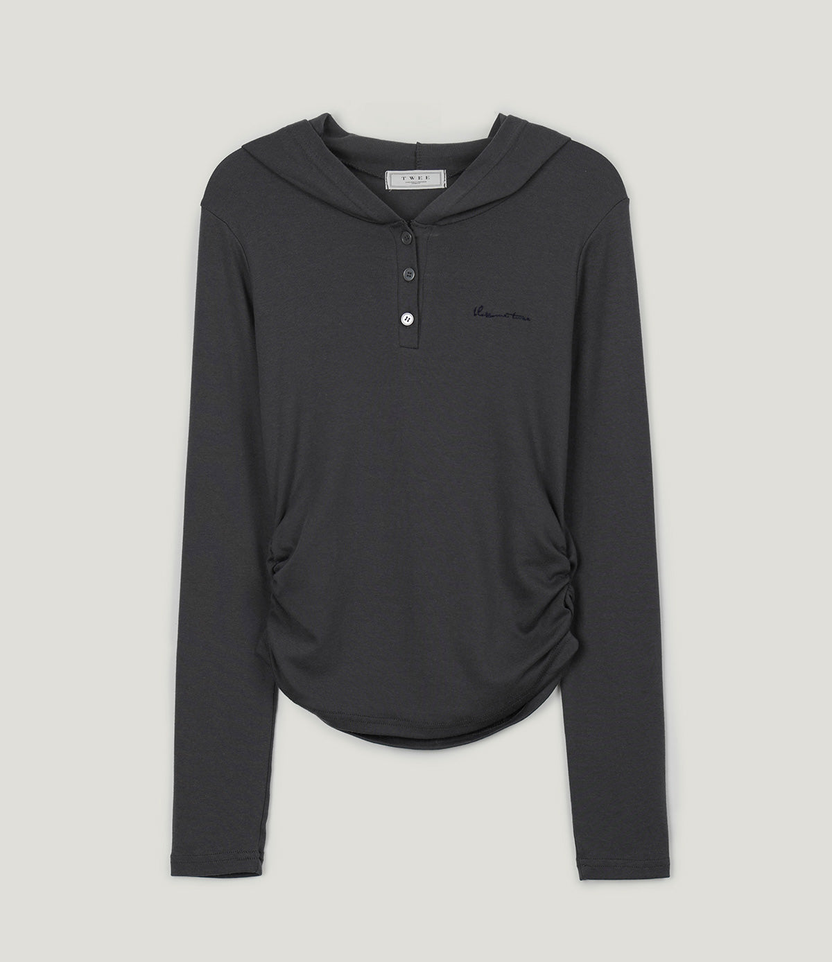 Melb Embroidered Shirring Hoodie