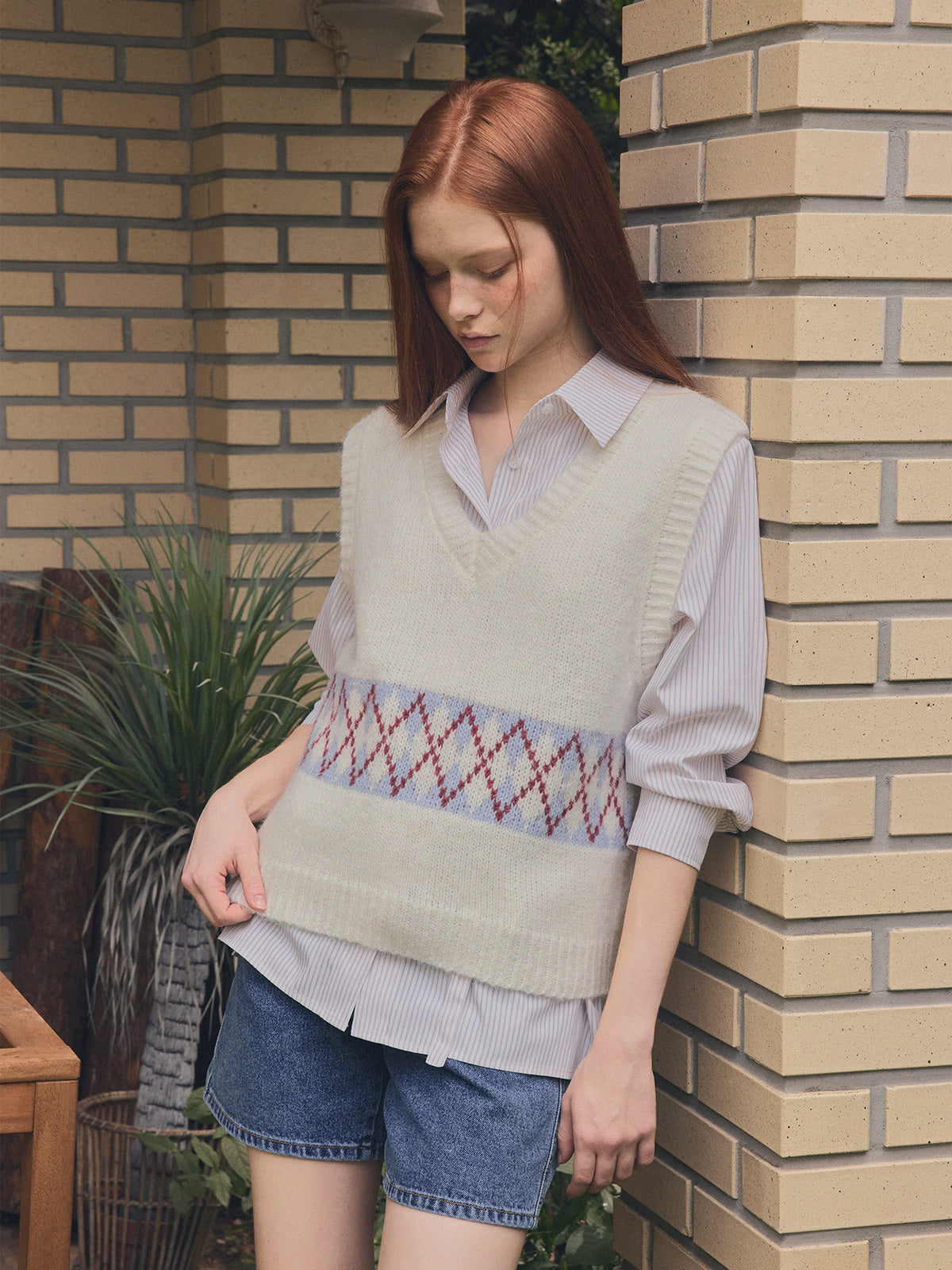 Senit Argyle Knit Vest