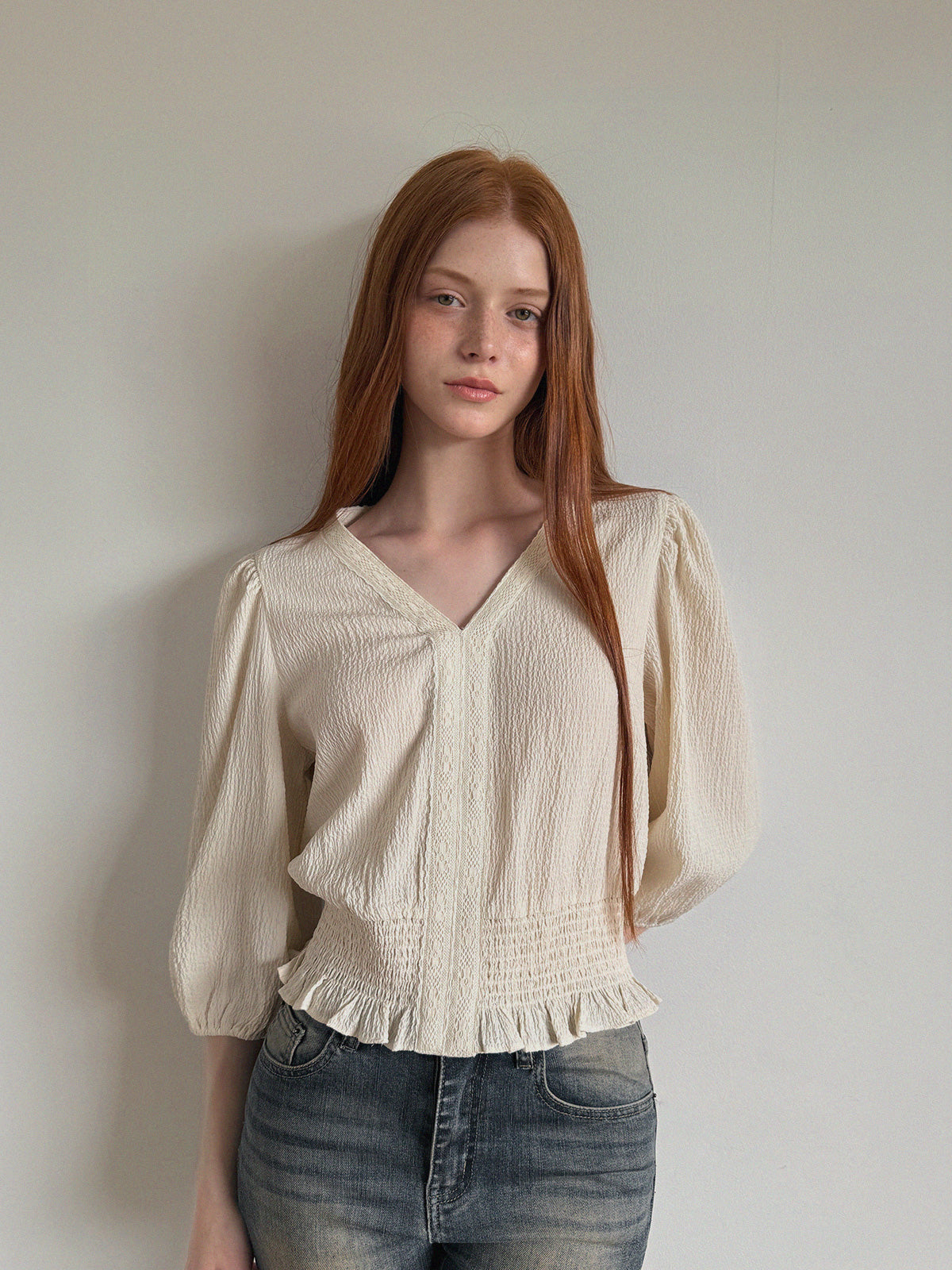 Berit Smocked Wrinkle Blouse