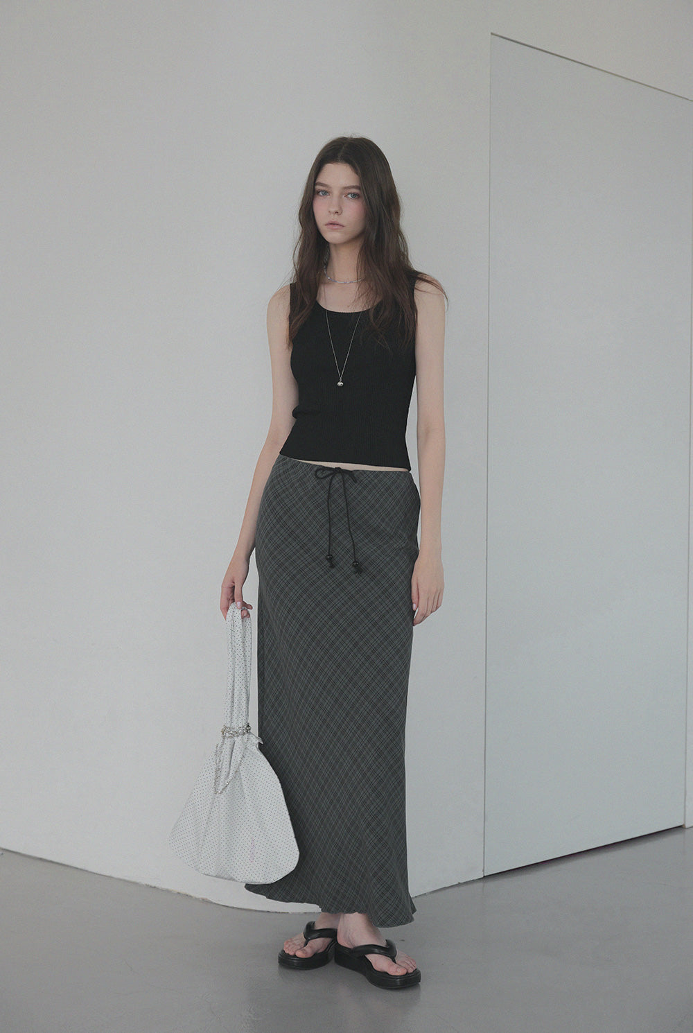 Litt Check Maxi Long Skirt
