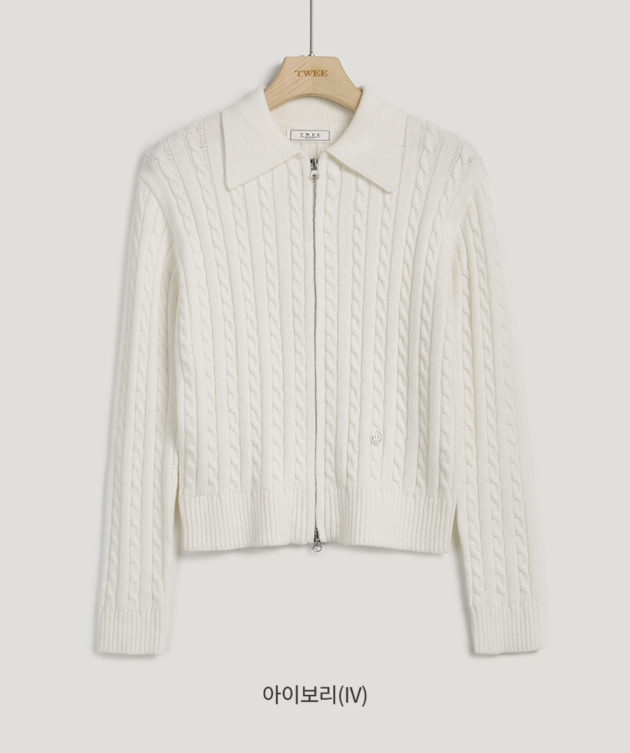 Roa Embroidery Twist Two-way Zip-up Knit