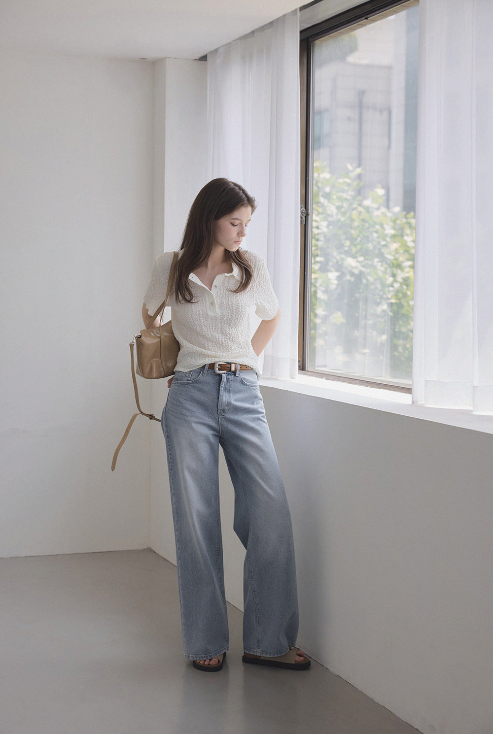 Baggy Embossed Collar T-Shirt