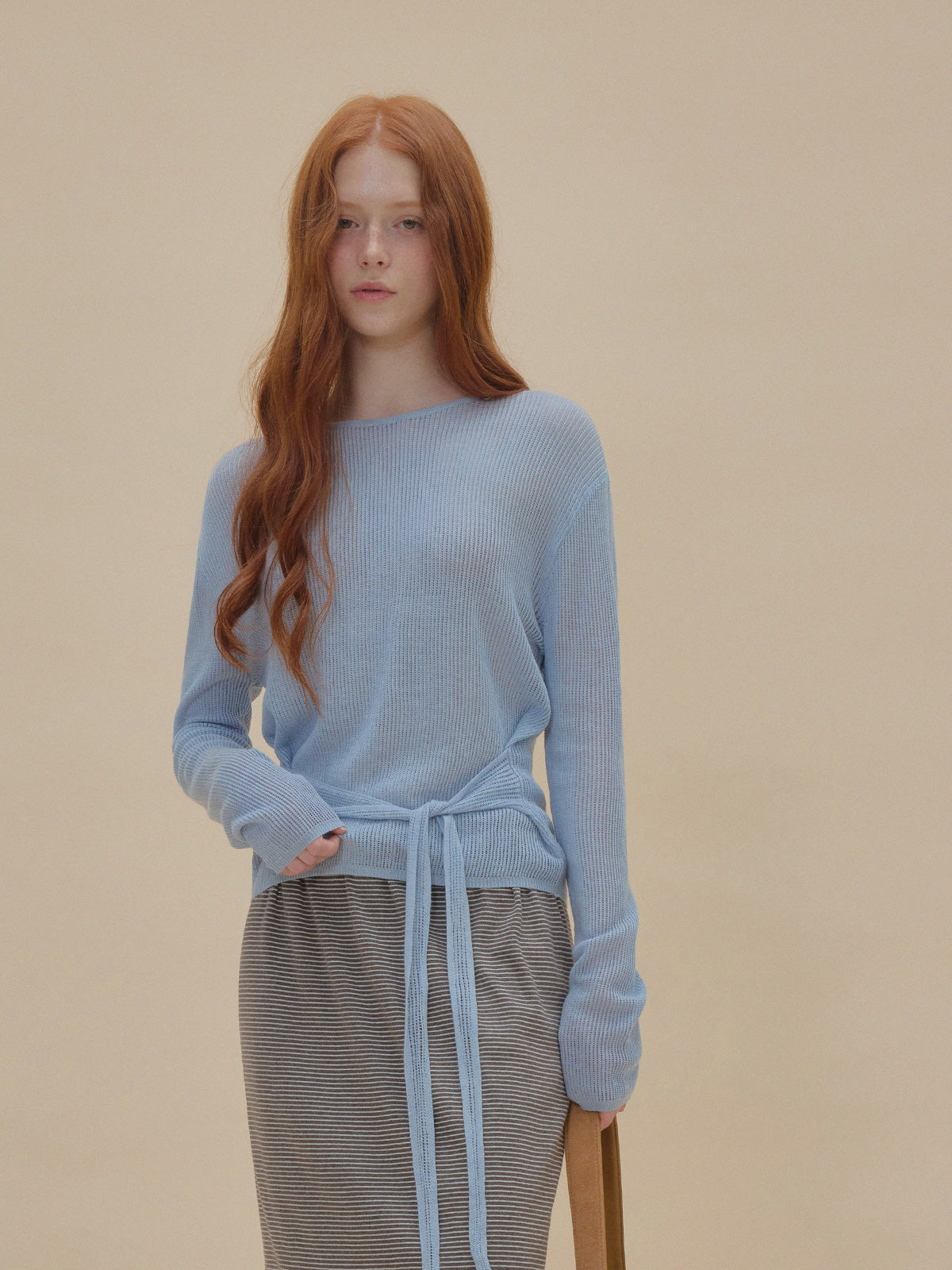 Tuna eyelet strap long-sleeve knit