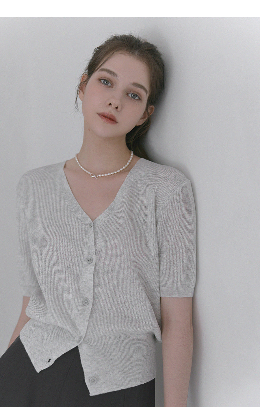 Cremo Linen V-Neck Short Sleeve Cardigan
