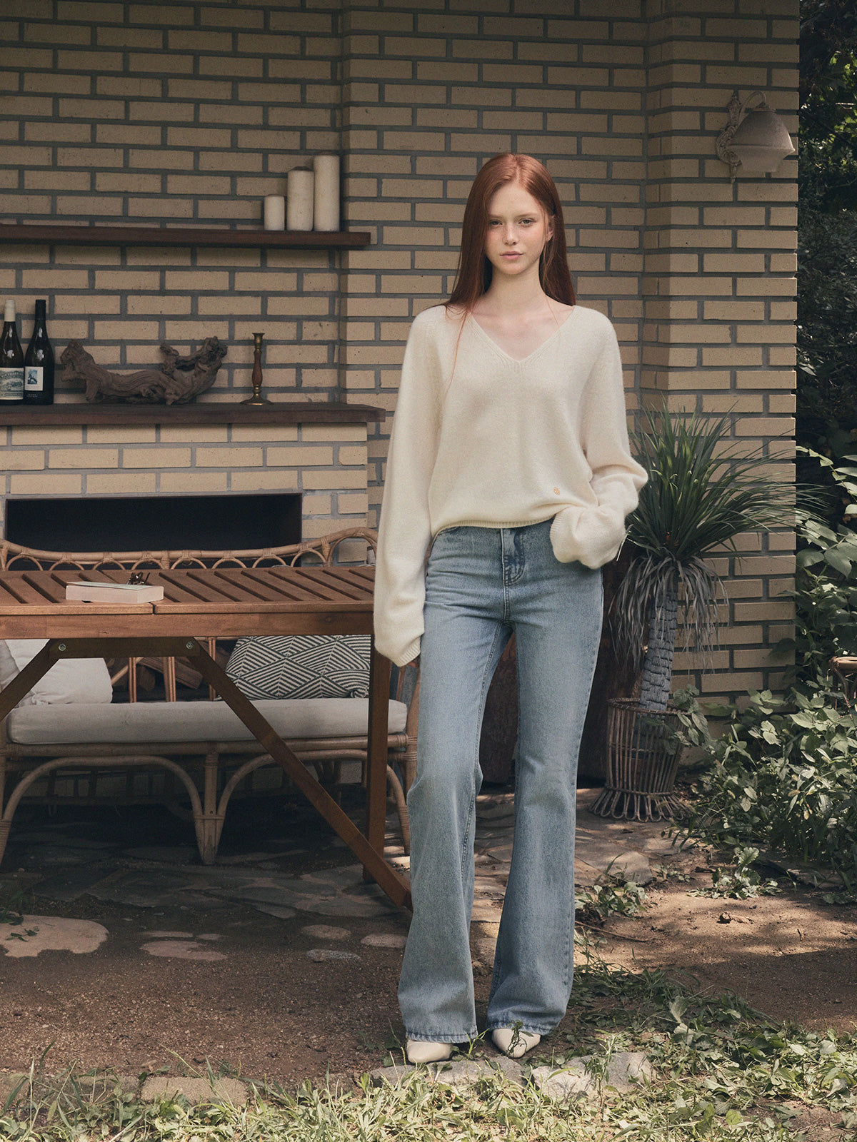 Longc Wool Pastel V-Neck Long-Sleeve Knit