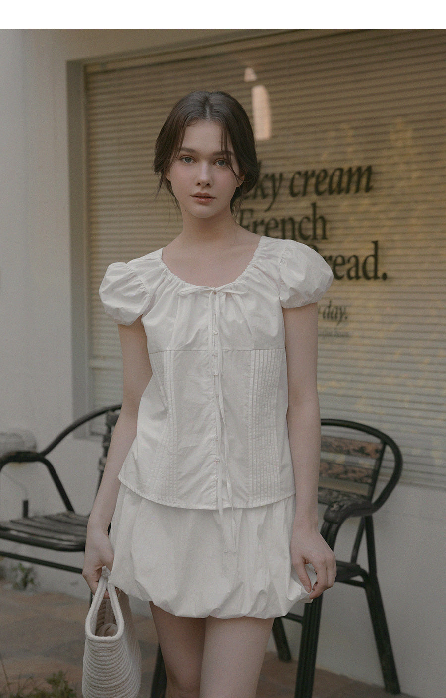 Euphoria puff short sleeve blouse