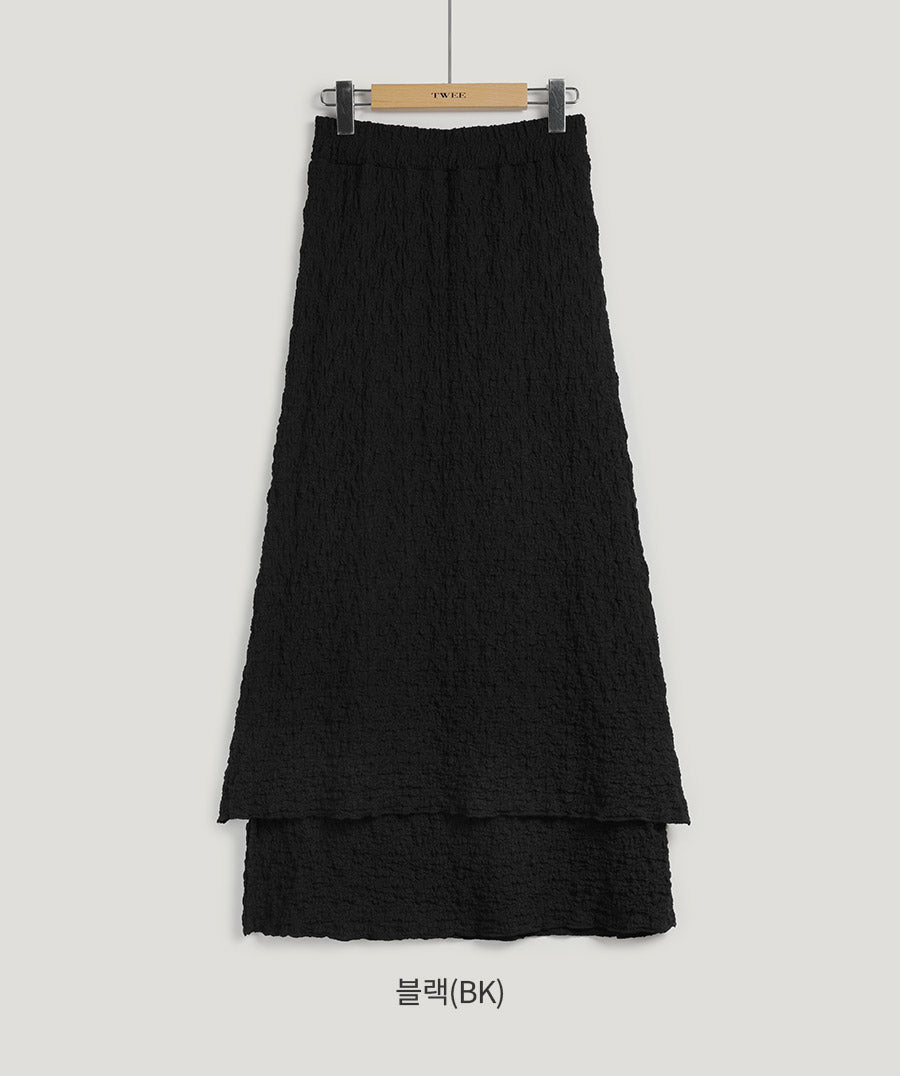 Neoze Layered Shirring Long Skirt
