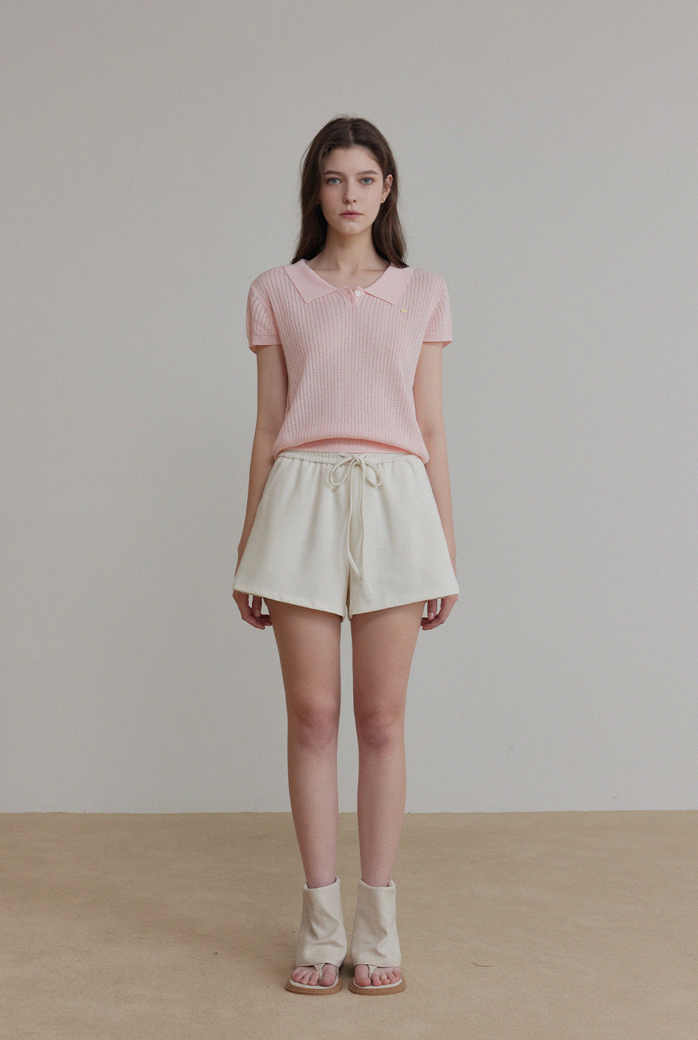 Beryl Punching Collar Short-Sleeve Knit