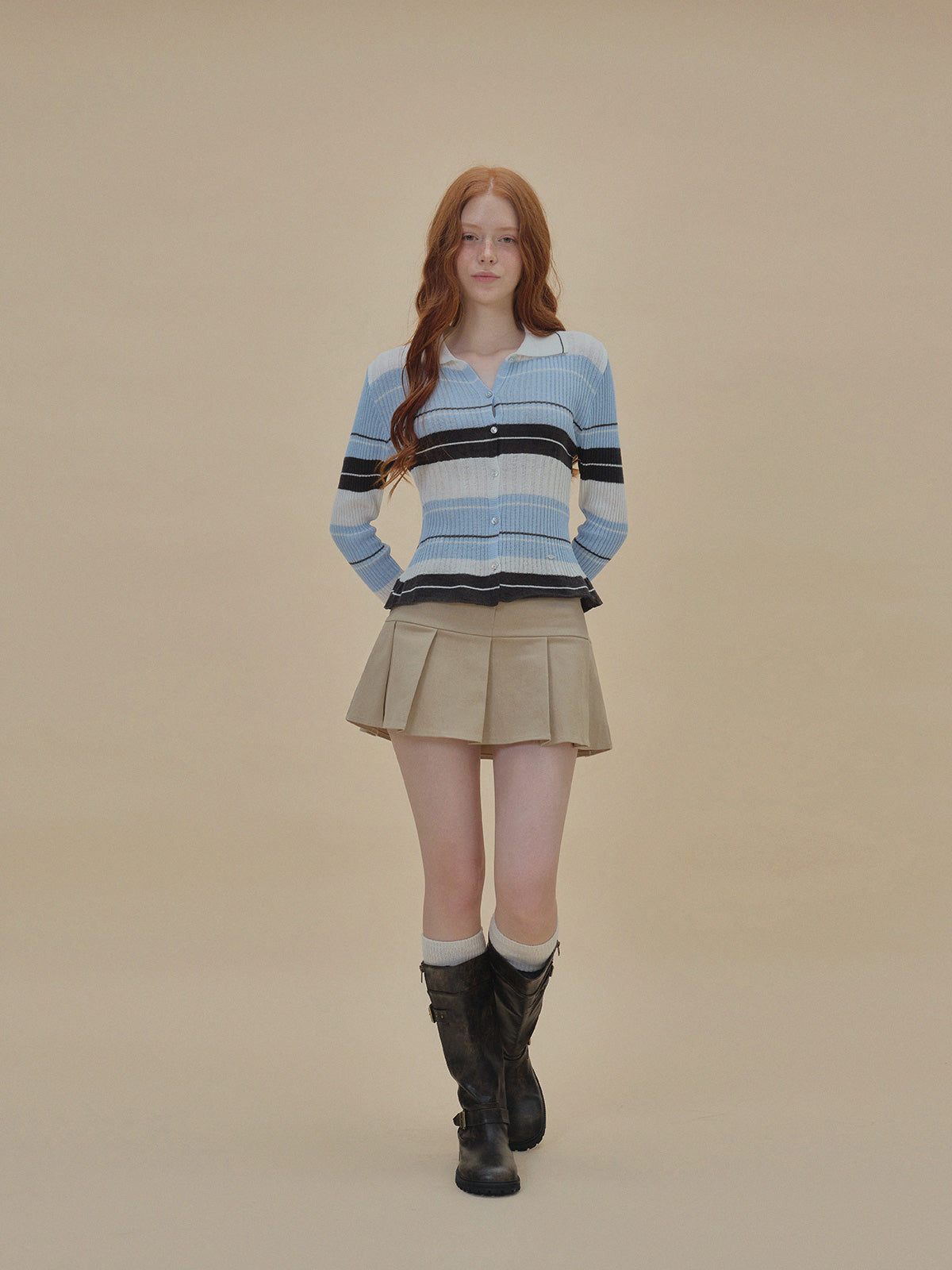 Polt Contrast Collar Stripe Knit