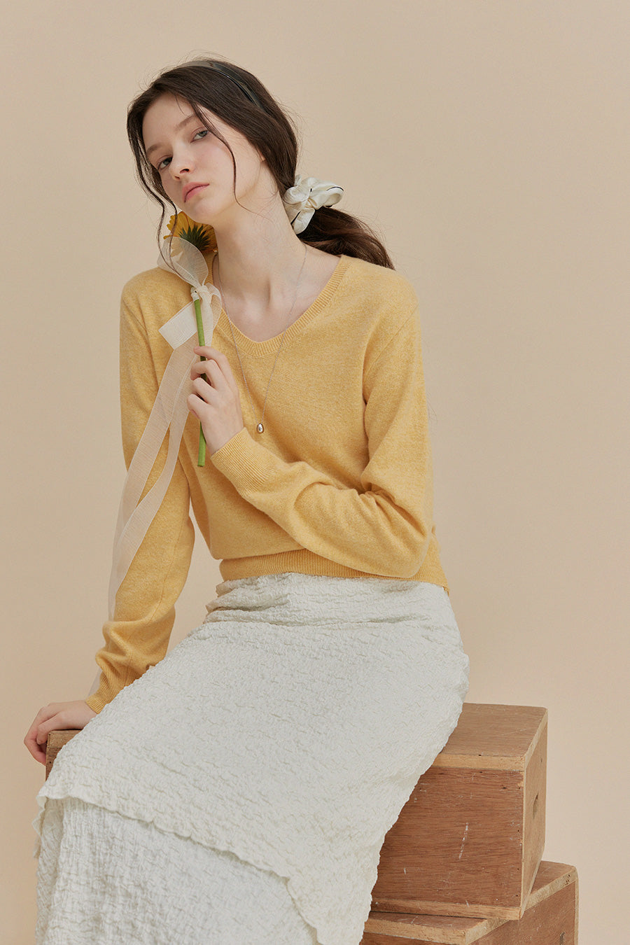 [TWEE]ipt Wool V-Neck Symbol Knit-1