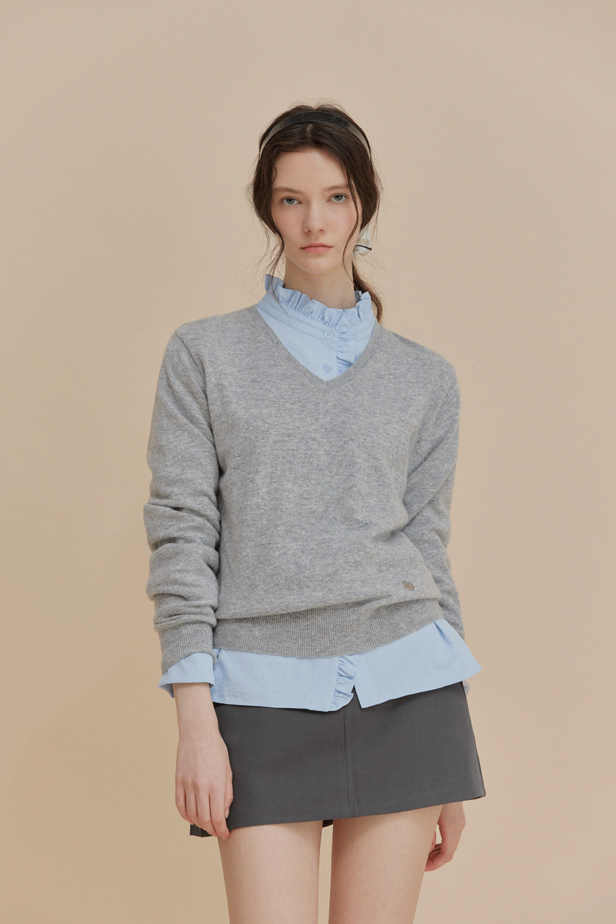 [TWEE]ipt Wool V-Neck Symbol Knit-5