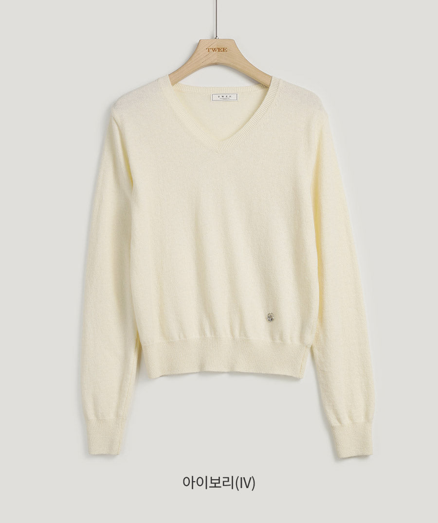 [TWEE]ipt Wool V-Neck Symbol Knit-6
