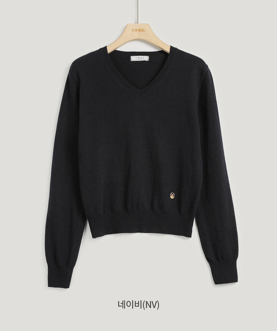 [TWEE]ipt Wool V-Neck Symbol Knit-7