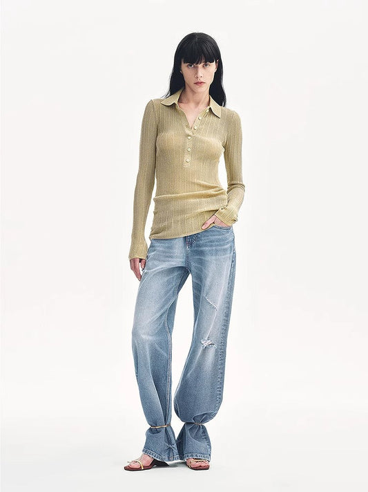 "Spring Inspiration" Retro Slim Fit POLO Neck Sweater-0