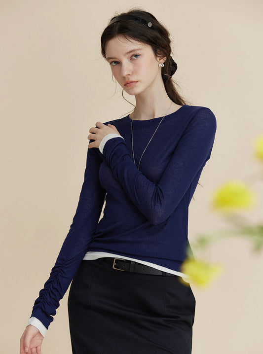 Lunia See-Through Round Color-Block T-Shirt