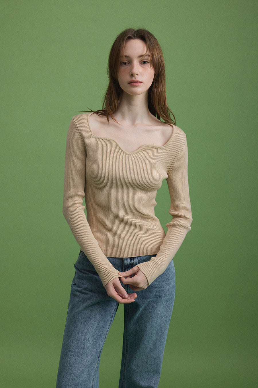 [TWEE] Wip Wave Neck Knit-1