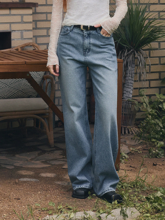Izell Stripe Wide Denim Pants