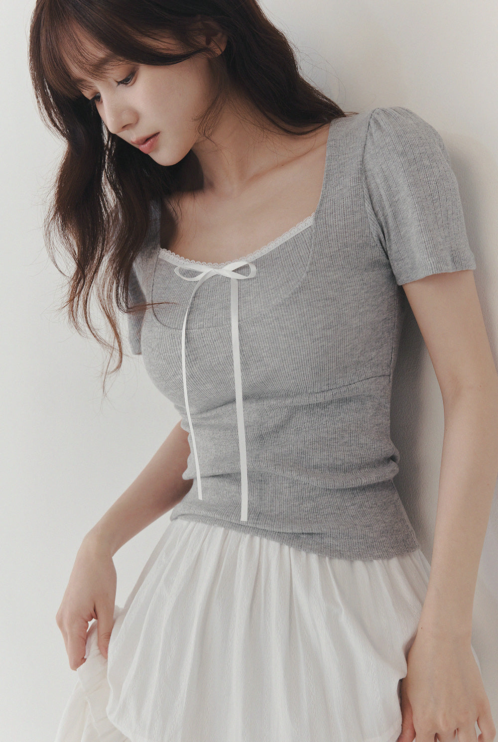 [TWEE] Lecheux Tie Lace Short-Sleeve T-Shirt-4