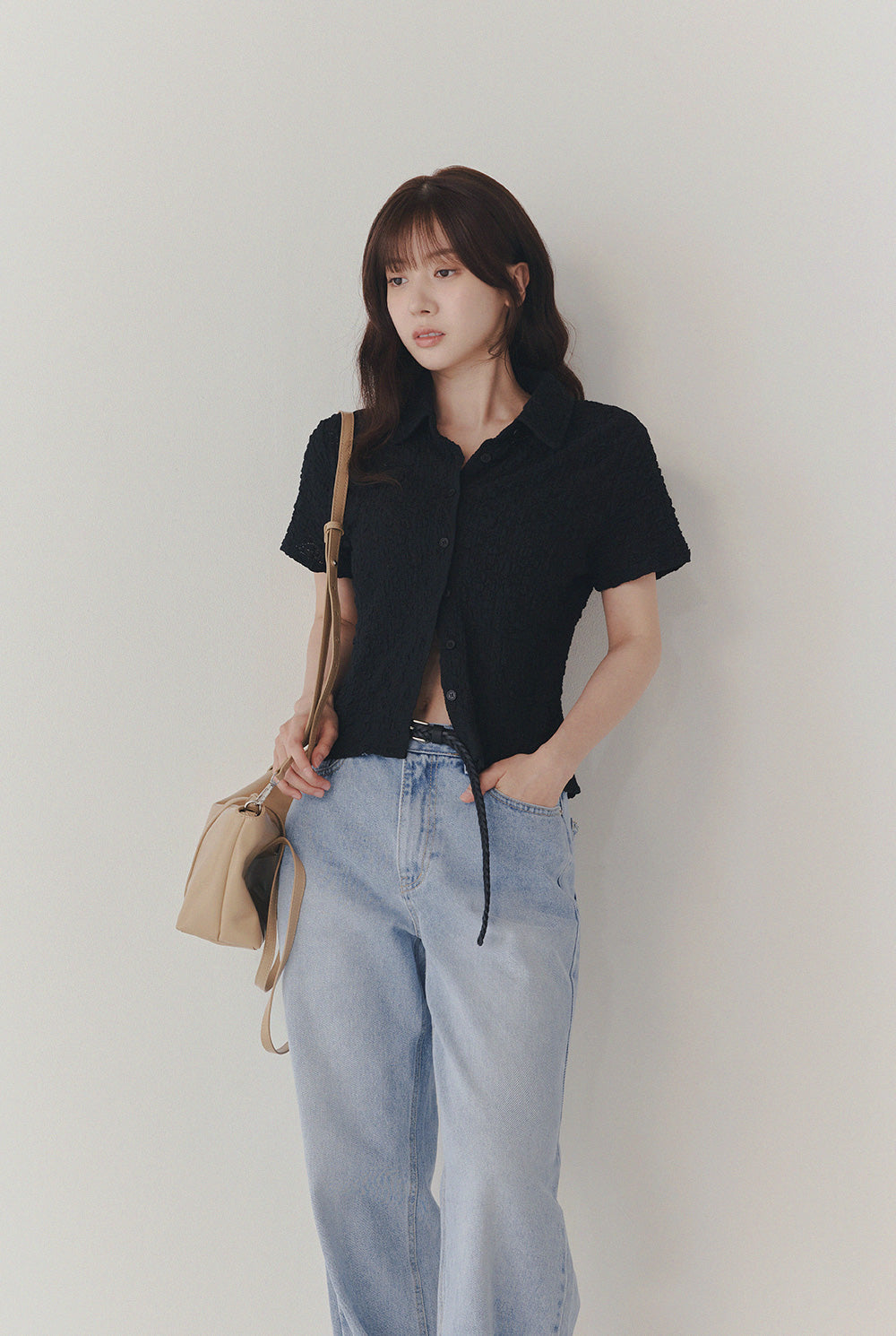 [TWEE] Billet Flower Lace Collar Blouse-4