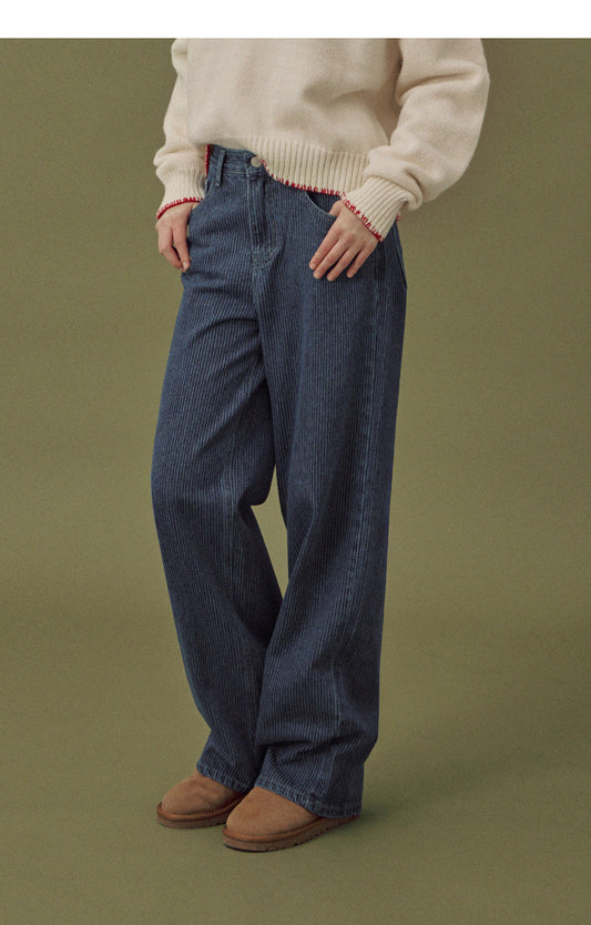 Danver Stripe Wide-Leg Denim Pants