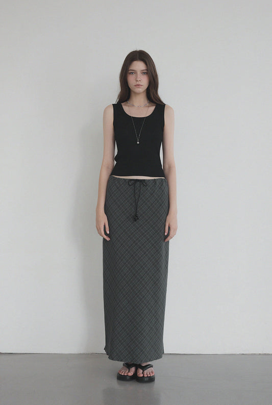 Litt Check Maxi Long Skirt