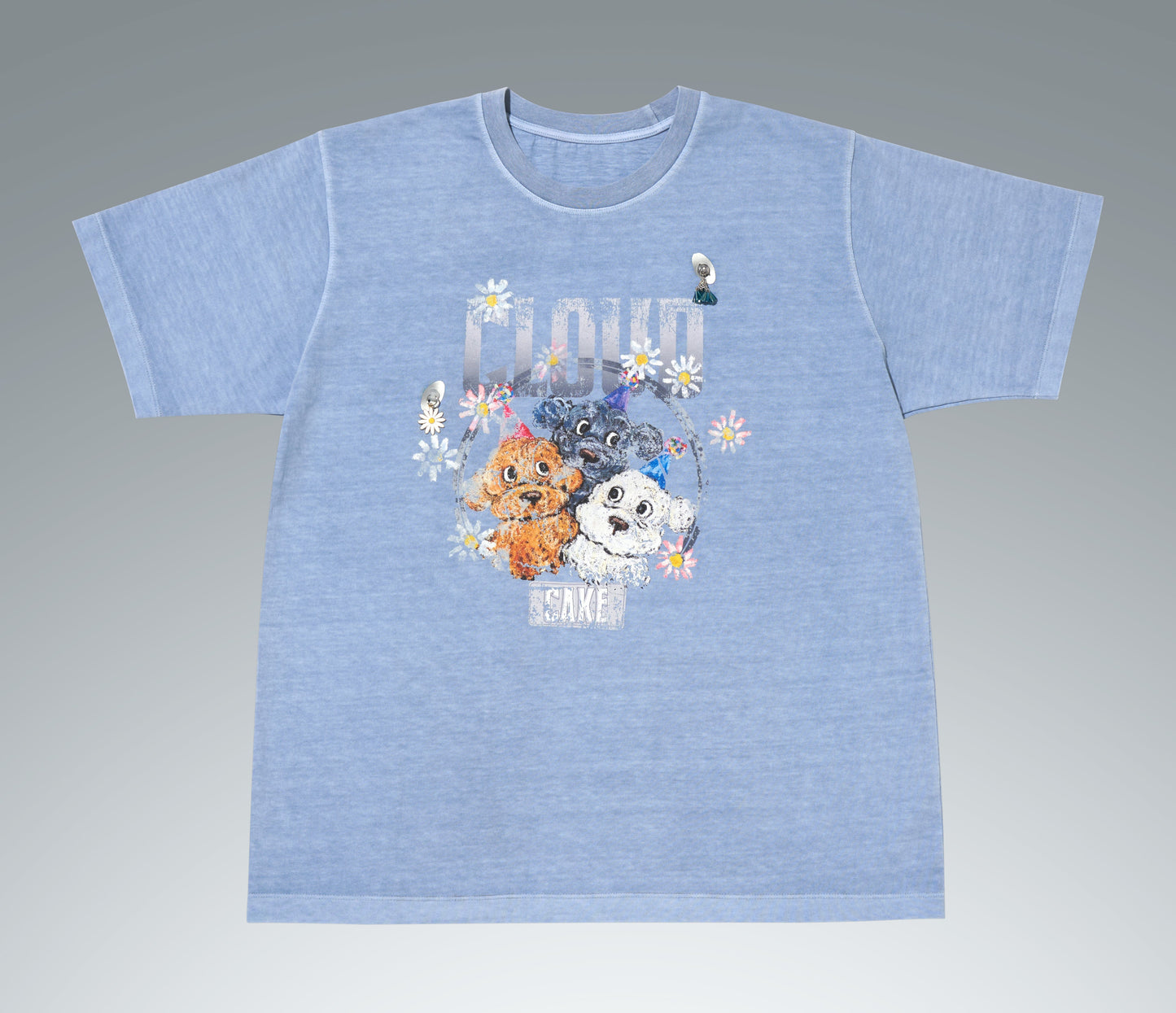 [DFRAME] Three dogs printed short sleeve T-shirt-4