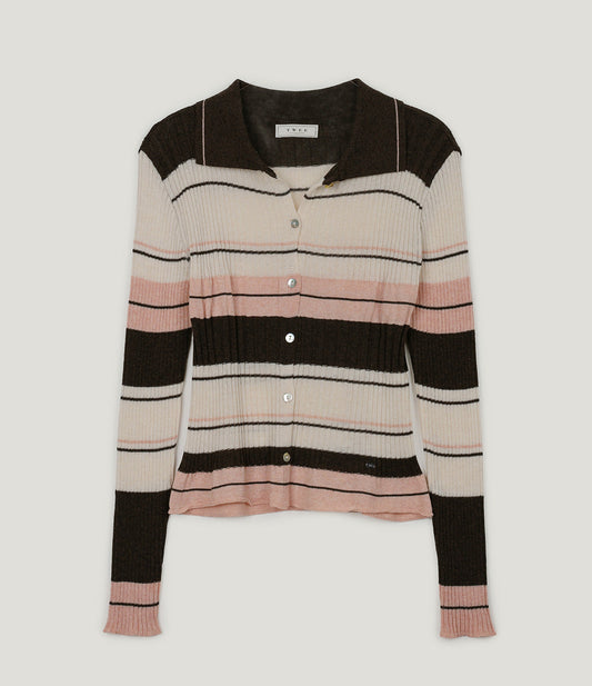 Polt Contrast Collar Stripe Knit