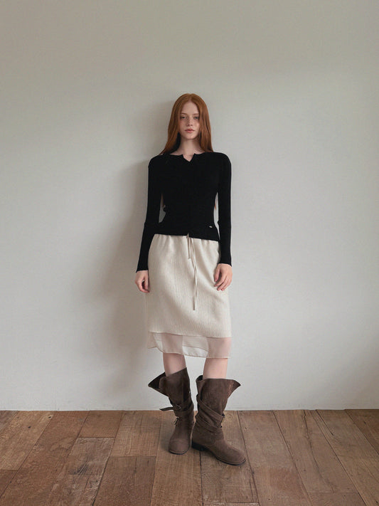 Juvied Button Ribbed Cardigan