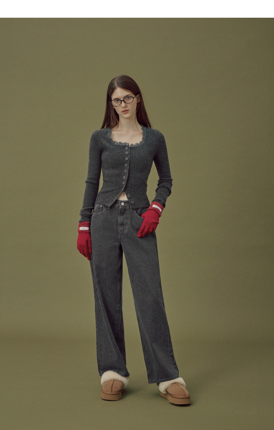 Danver Stripe Wide-Leg Denim Pants
