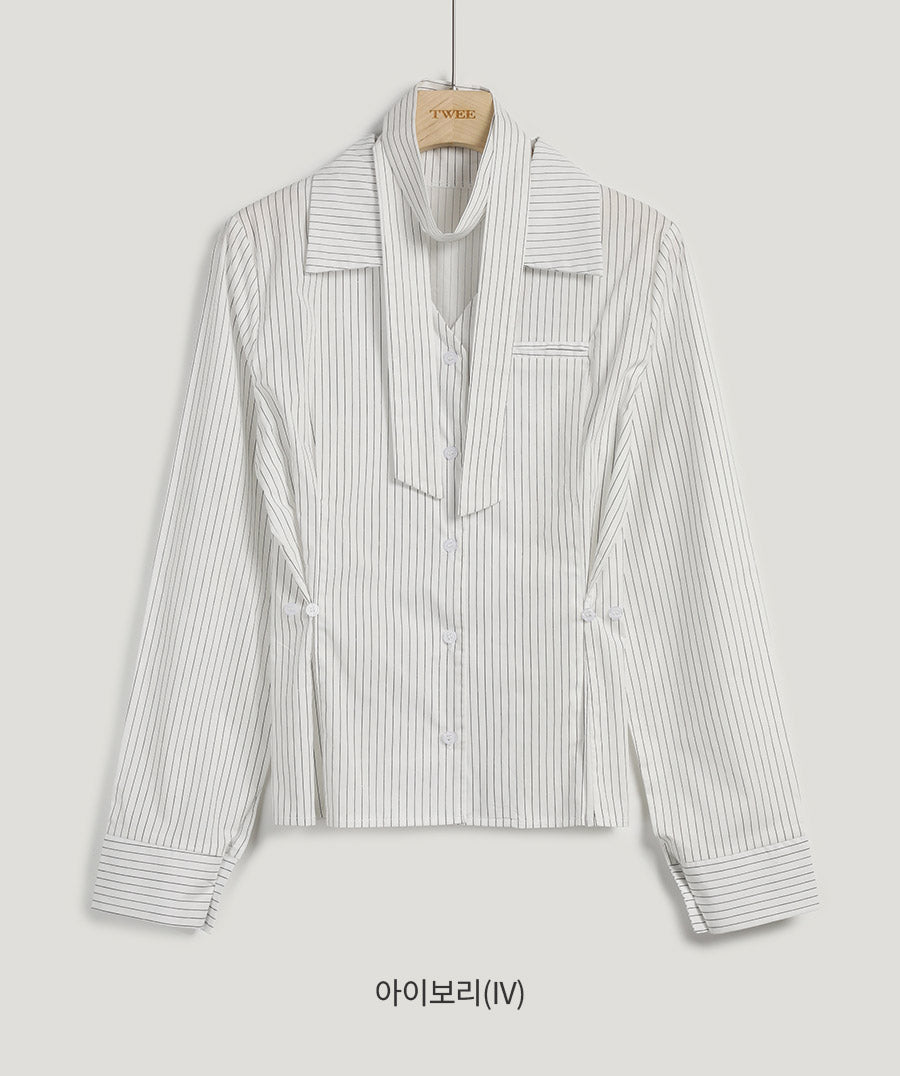[TWEE] Varnish Tie Stripe Shirt-5
