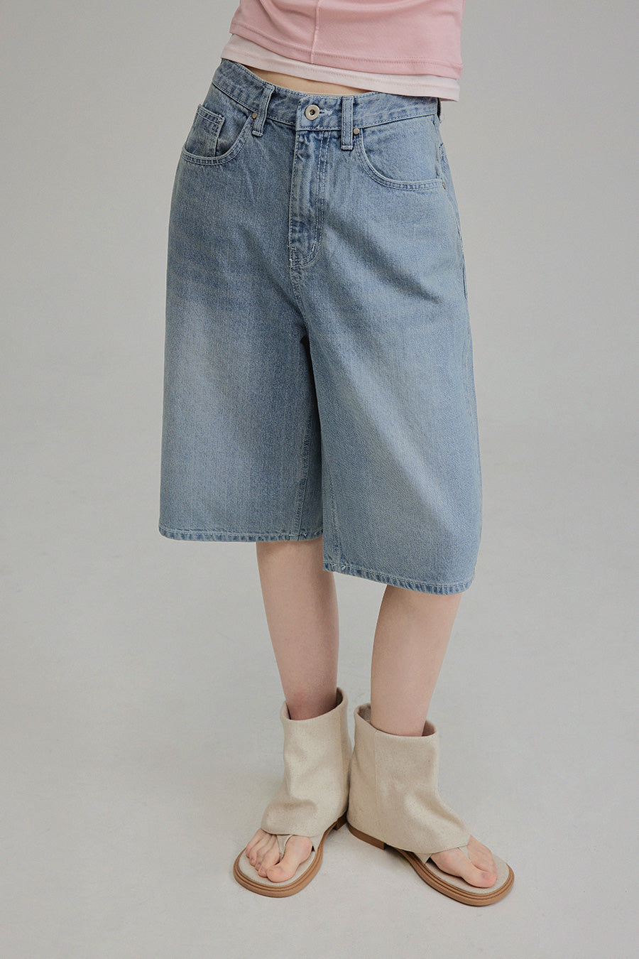 [TWEE] Hento Half Denim Jort Pants-3