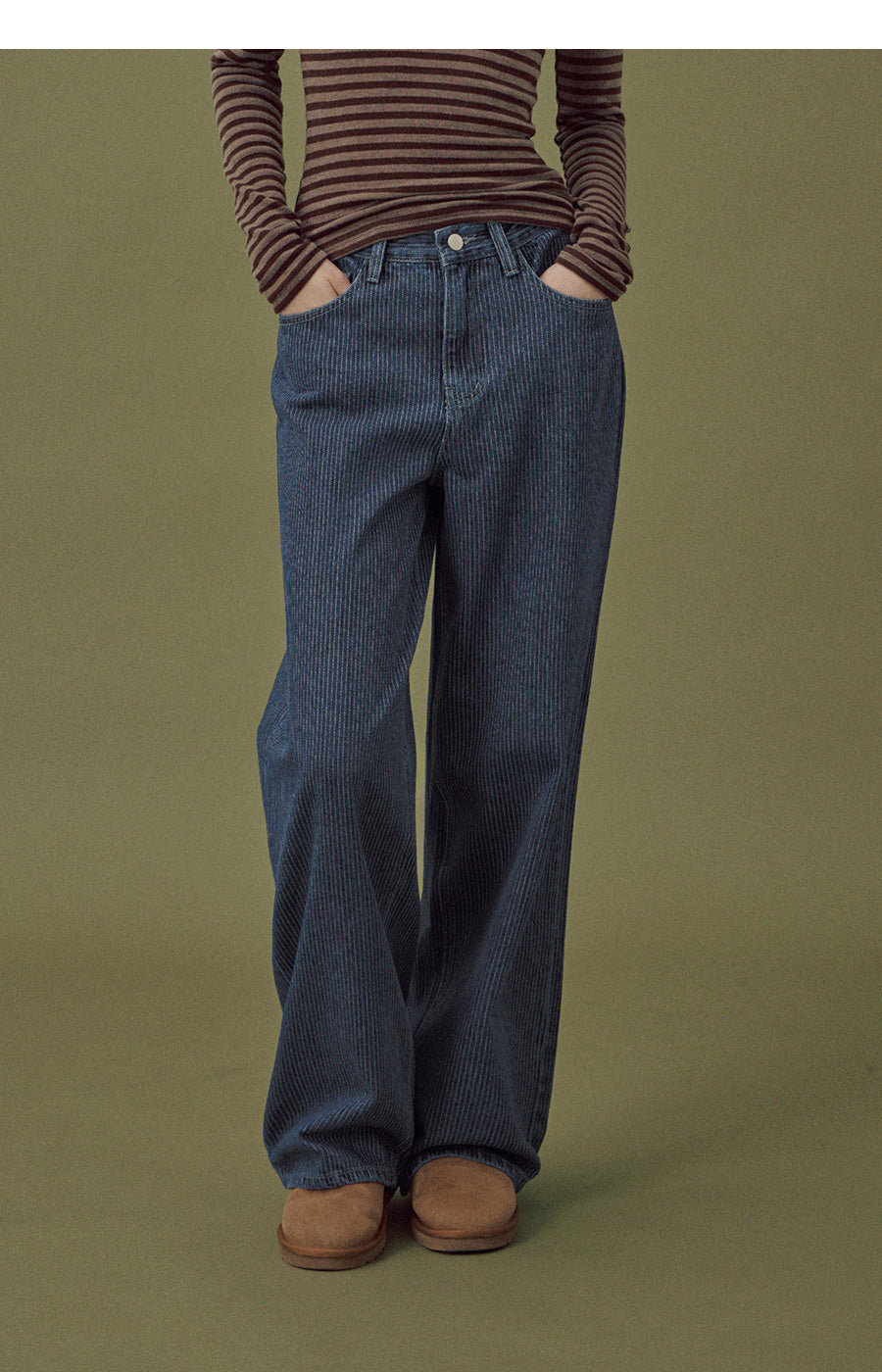 Danver Stripe Wide-Leg Denim Pants