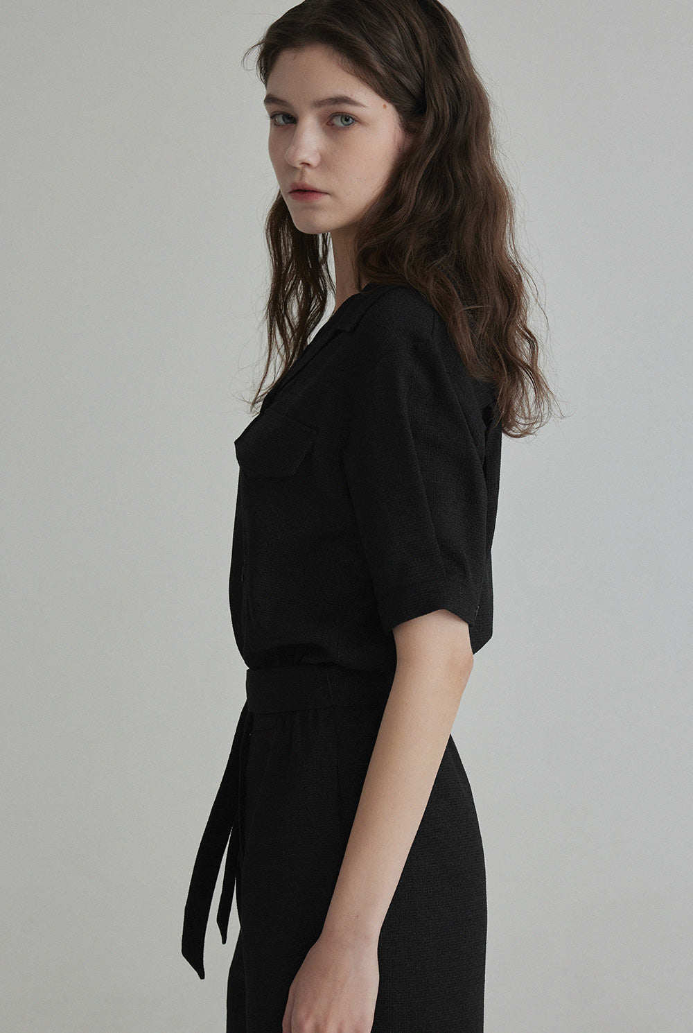 [TWEE] Rangde Tweed Collared Short-Sleeve Jumpsuit-4