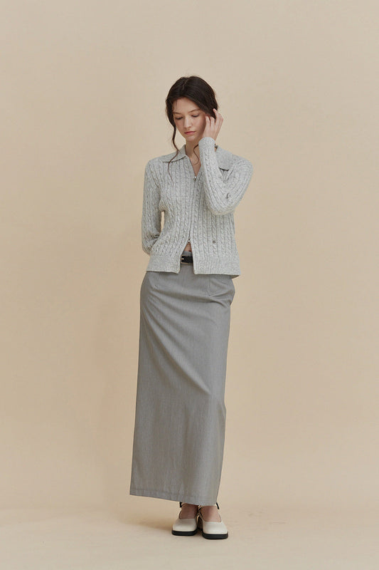 Roa Embroidery Twist Two-way Zip-up Knit